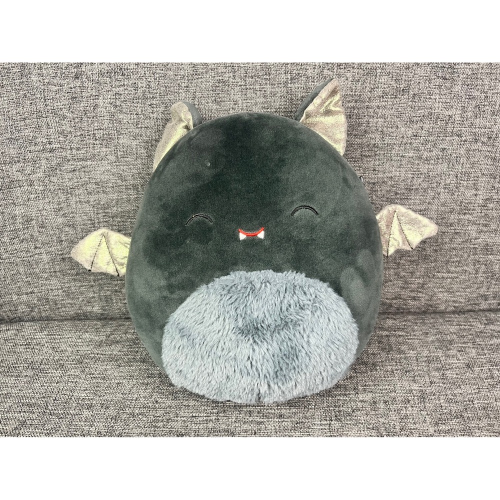Squishmallows Lucasta the Bat 10 Inch Dark Grey Fuzzy Belly Plush Jazwares 2024